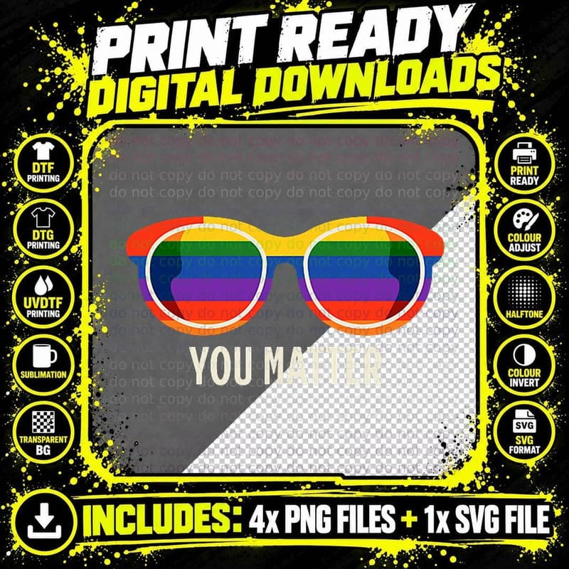 Dear Person Behind Me You Matter (Front-Back) Rainbow Png SVG Digital Bundle
