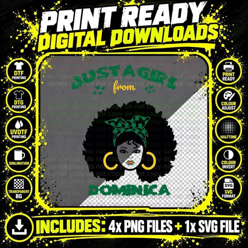 Dominica Women Just a Girl from Dominica Pride Dominica Png SVG Digital Bundle