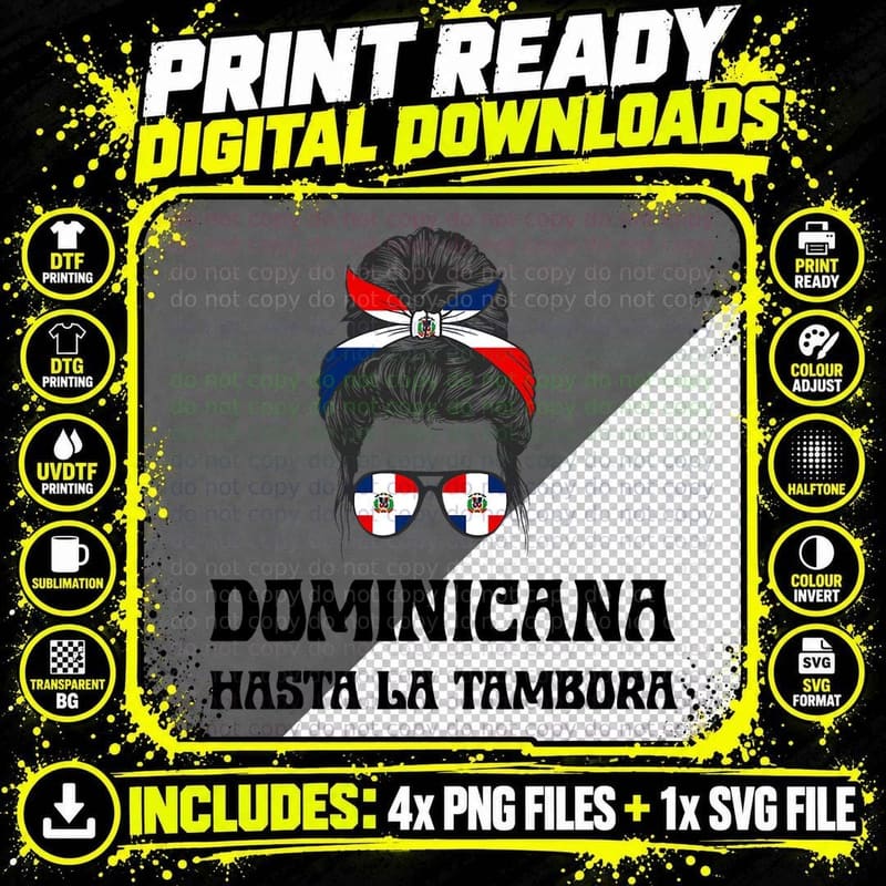Dominicana Flag Pride RD Dominican Republic Girl Women Png SVG Digital Bundle