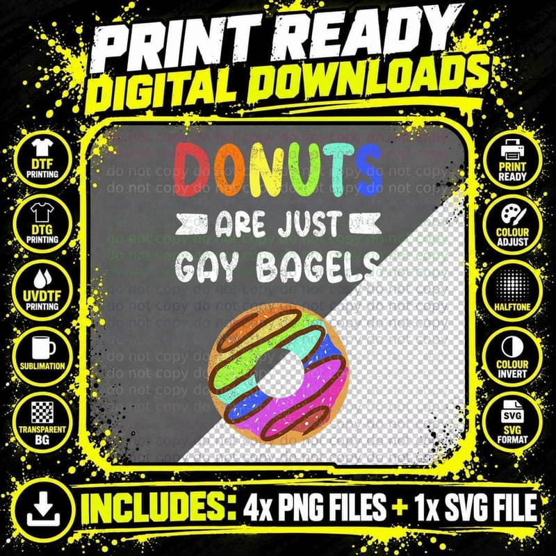 Donuts Are Just Gay Bagels Pride Gay Donut Lgbt T-Shirt Png SVG Digital Bundle