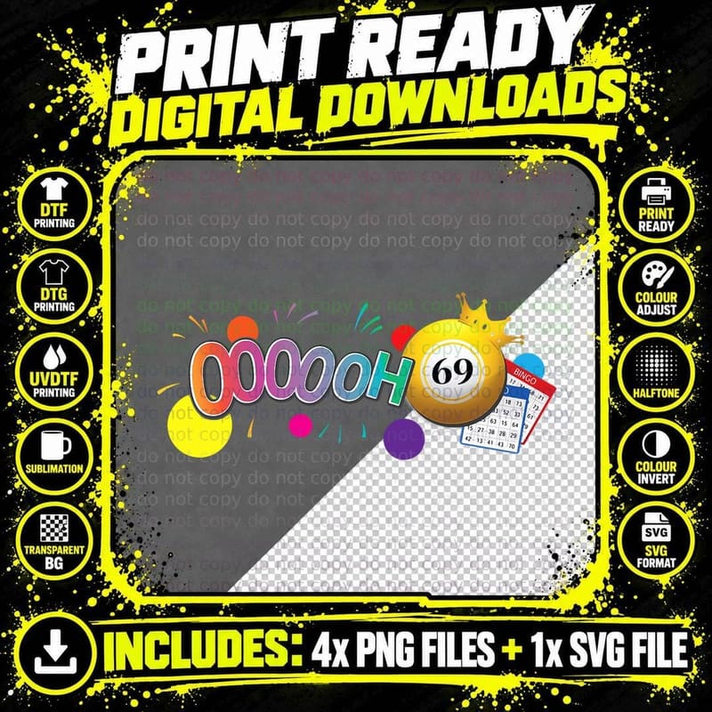 Drag Queen Bingo Funny Oooooh 69 Bingo Fan LGBT Bingo Png SVG Digital Bundle