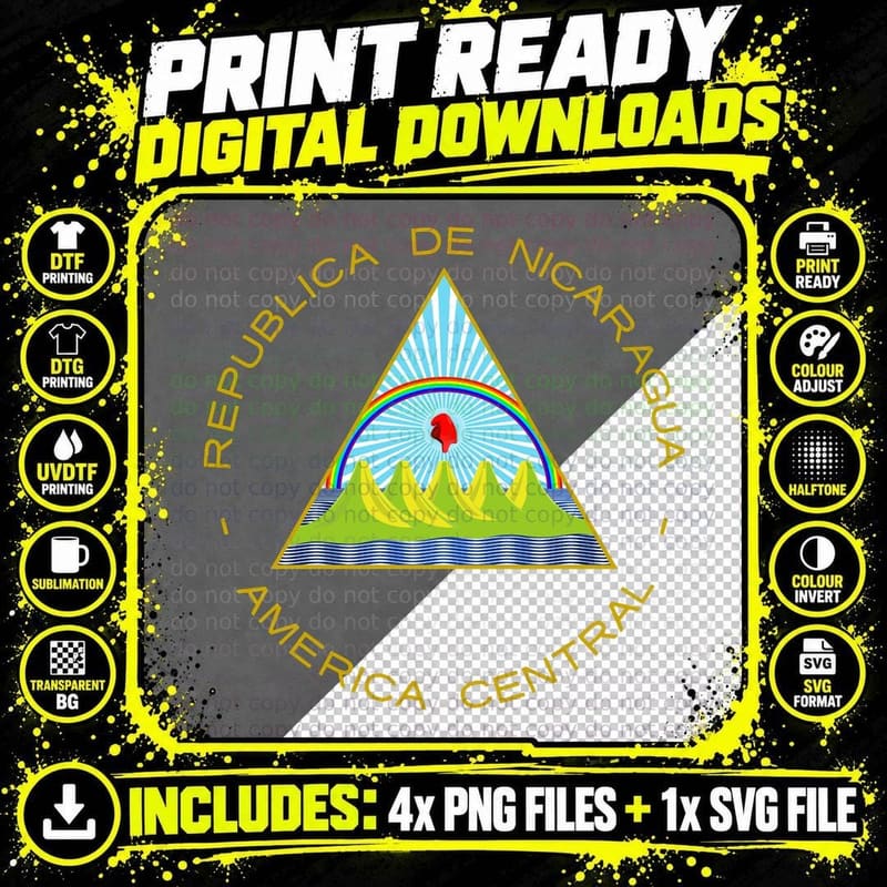 Emblem of Nicaragua, Nicaraguan Pride Png SVG Digital Bundle