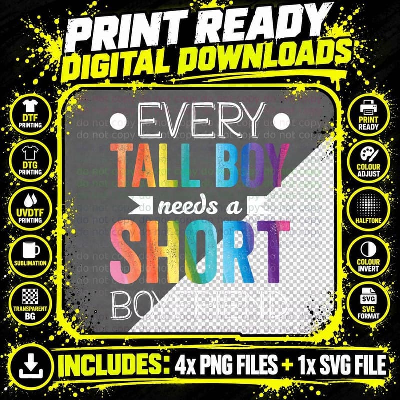 Every Tall Boy Needs Short Boyfriend LGBT Valentines Day Png SVG Digital Bundle