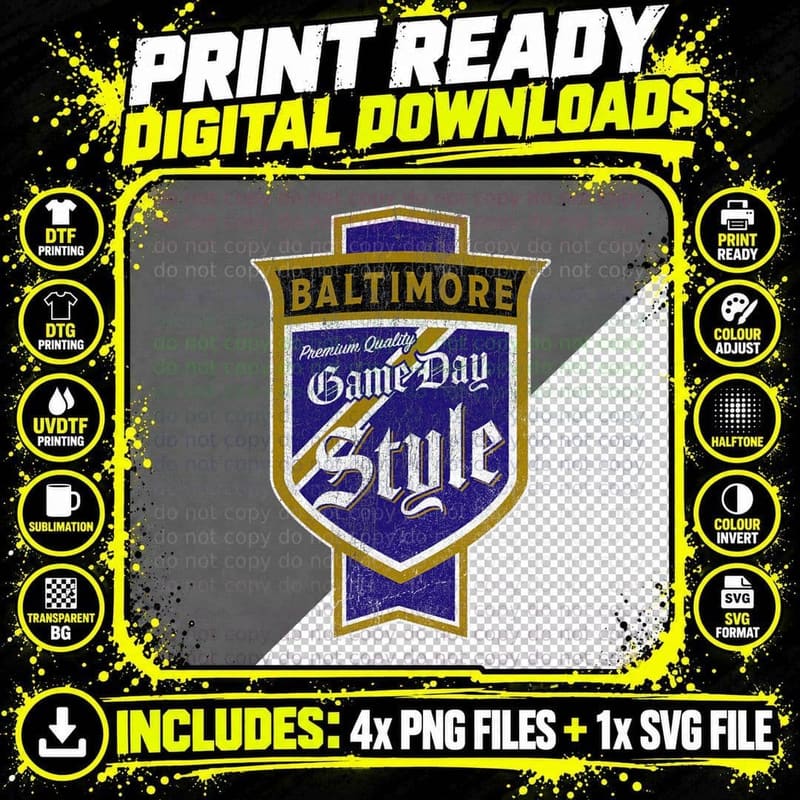 Faded Baltimore Beer Label T-Shirt - Charm City Pride Png SVG Digital Bundle