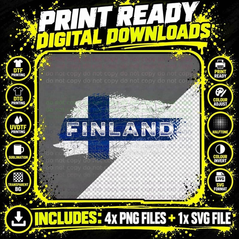 Finnish Flag Sisu Finn Pride Scandinavian Culture Png SVG Digital Bundle