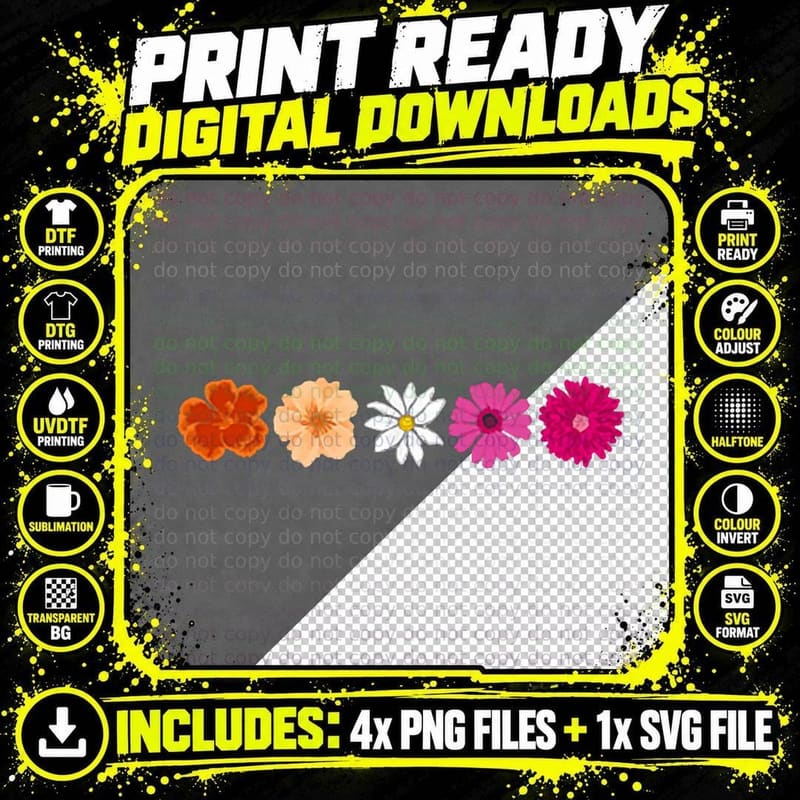 Floral Lesbian Pride, Wlw LGBTQ Flowers Png SVG Digital Bundle