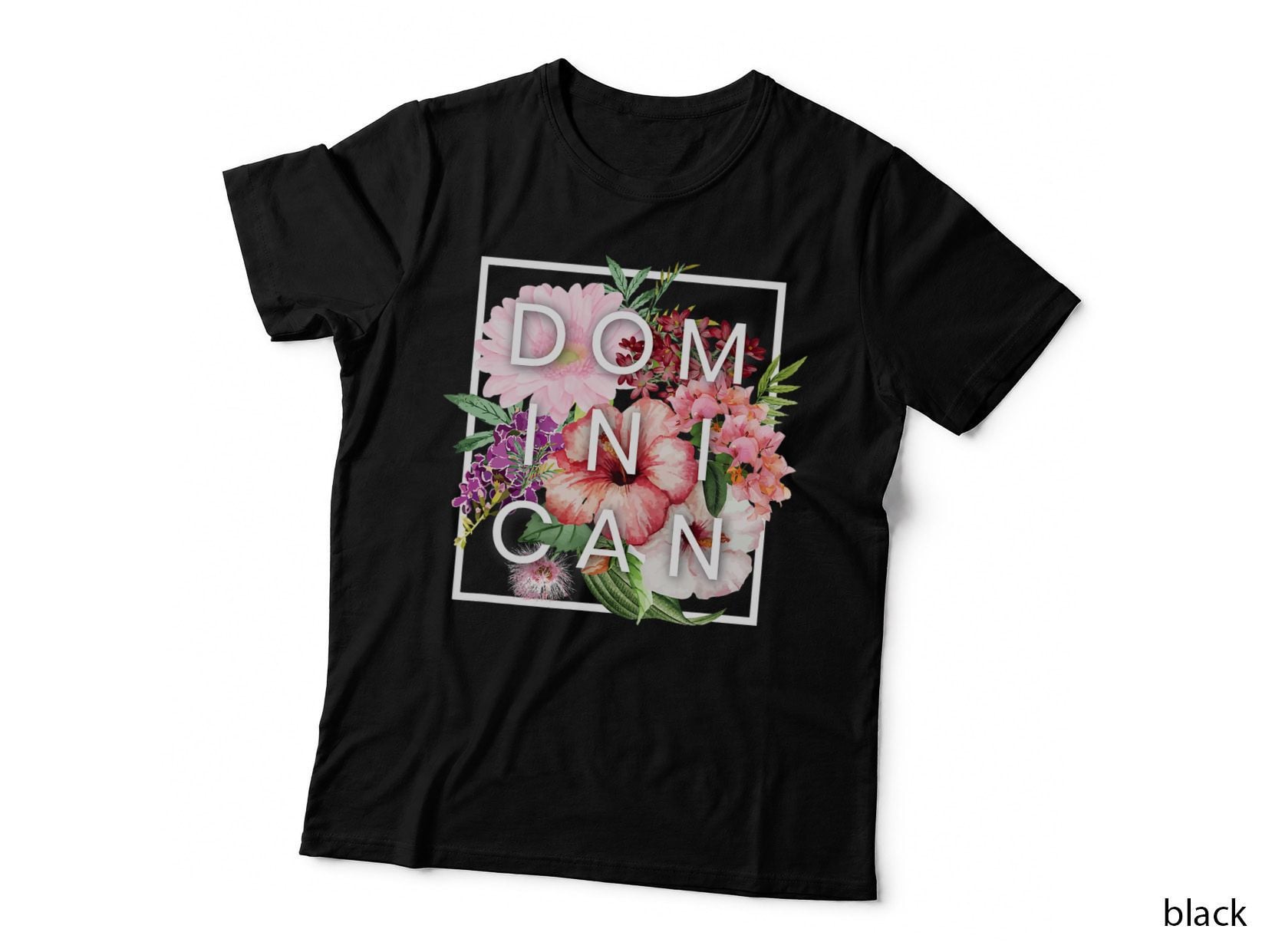 Flowers of Dominican Republic Word Art - Dominican Pride T-Shirt