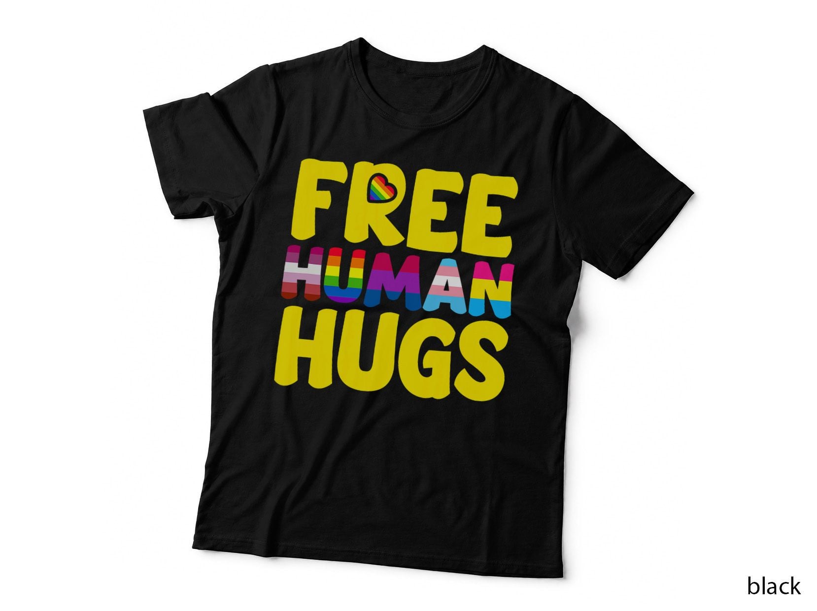 Free Human Hugs LGBT Pride Month, LGBTQ+, Gay Rights, Ally Support T-Shirt