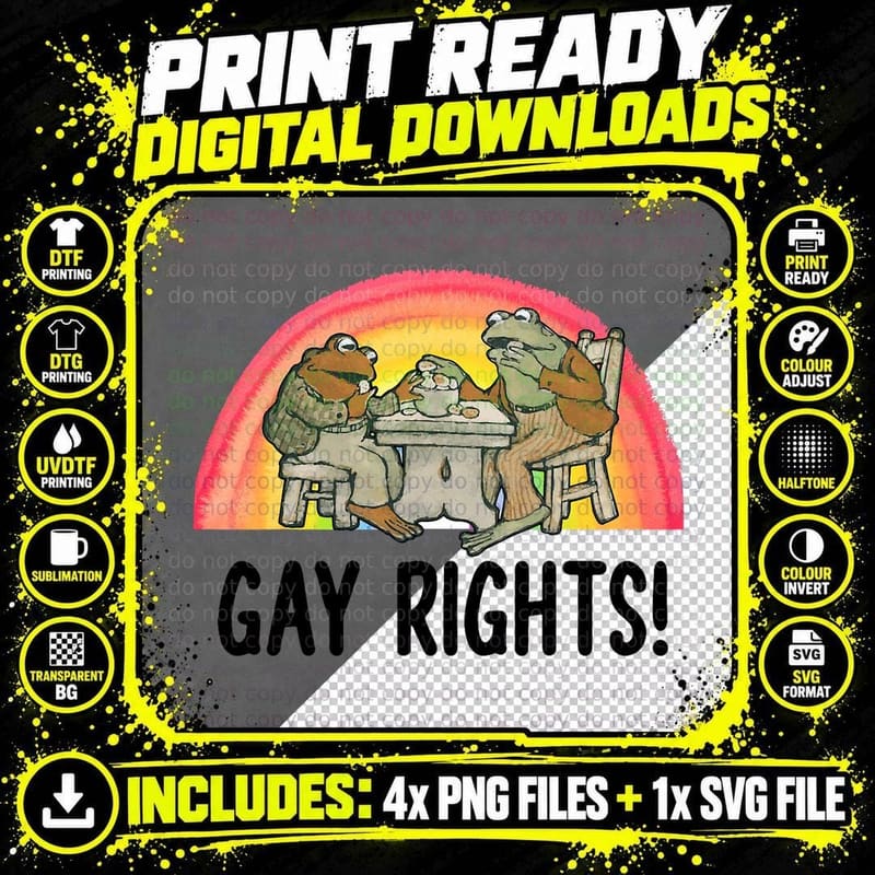 Frog Toad Gay Rights LGBT Pride, LGBTQ+ Activism Png SVG Digital Bundle