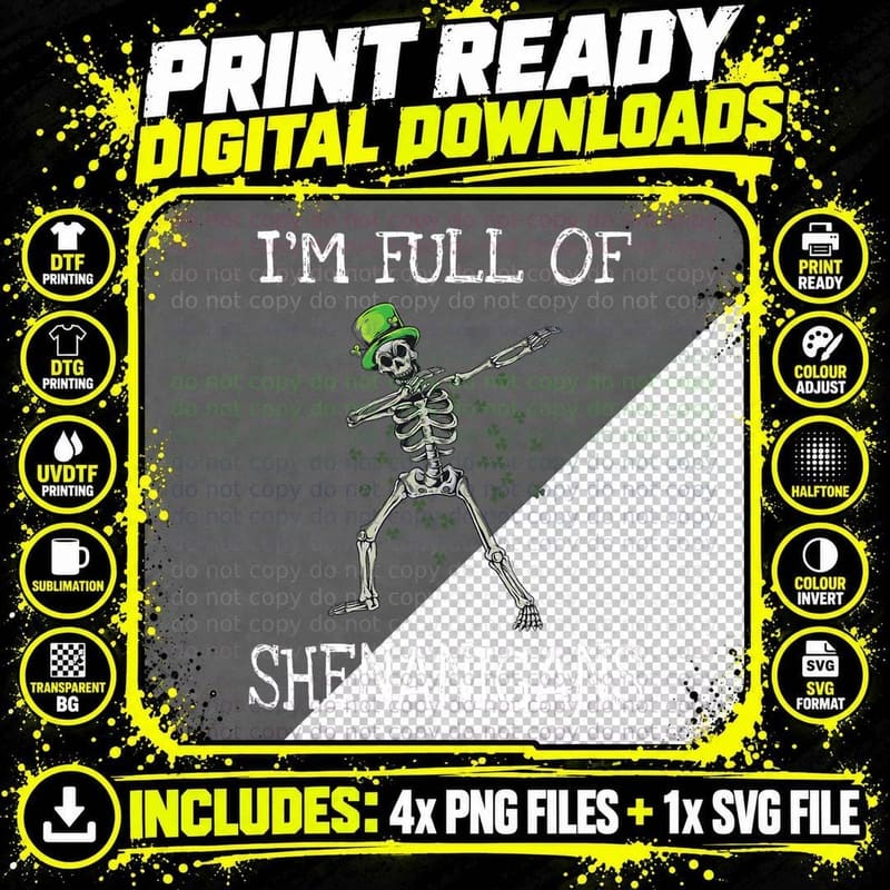 Full of Shenanigans Funny St Patricks Day Boys Kids Png SVG Digital Bundle