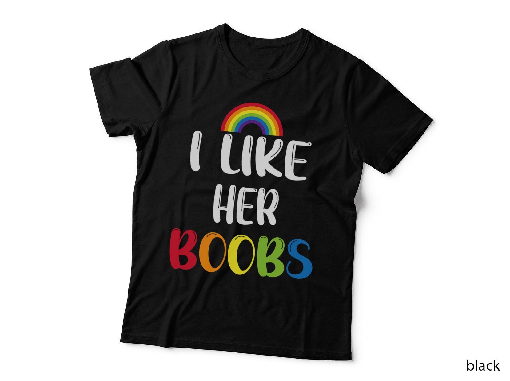 Funny I Like Her Boobs LGBT Lesbian Matching Couples T-Shirt