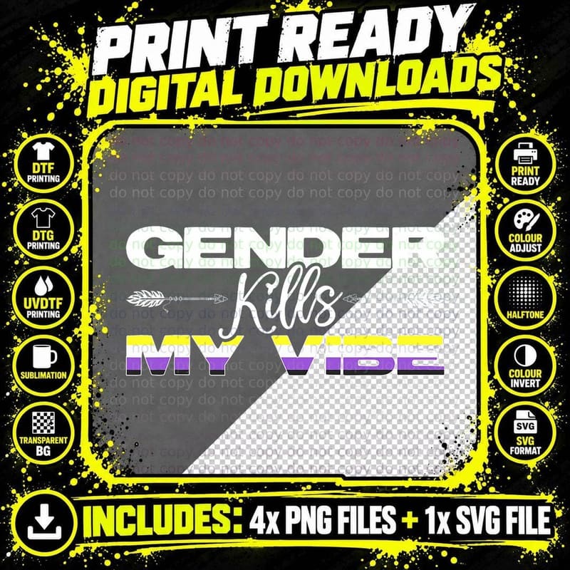 Funny Nonbinary Flag Gift Idea LGBT Non Binary Png SVG Digital Bundle