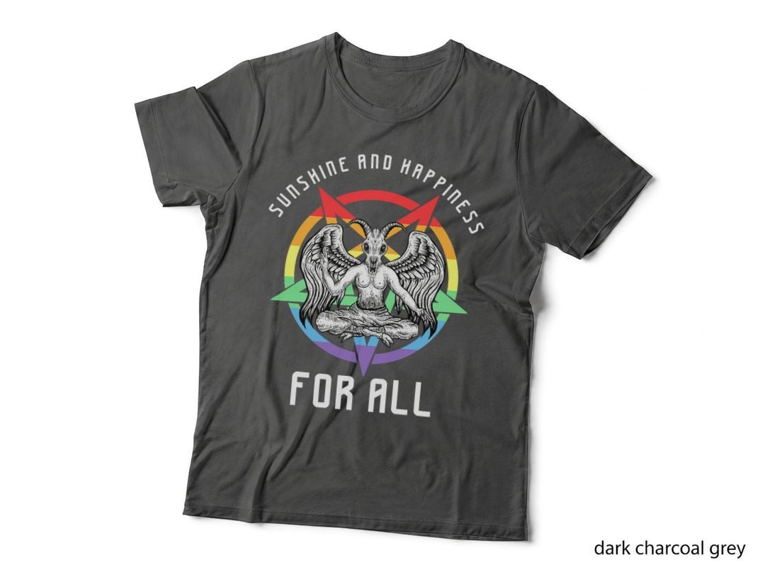 Funny Sunshine and Happiness for All LGBT Gay Pride Baphomet T-Shirt