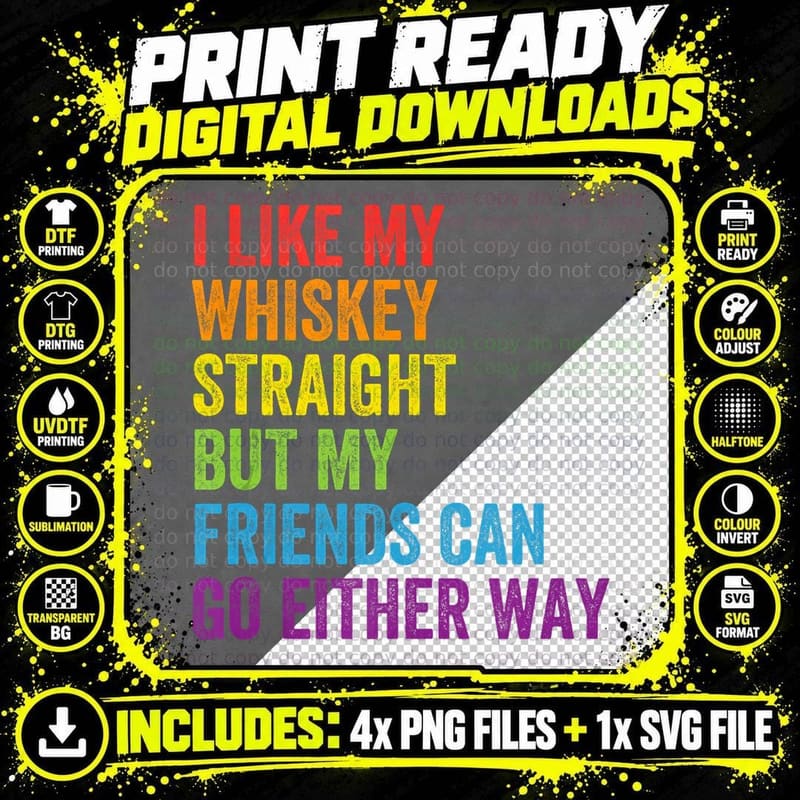 Funny Whiskey Lover Rainbow Flag LGBT Gay Pride Ally Png SVG Digital Bundle