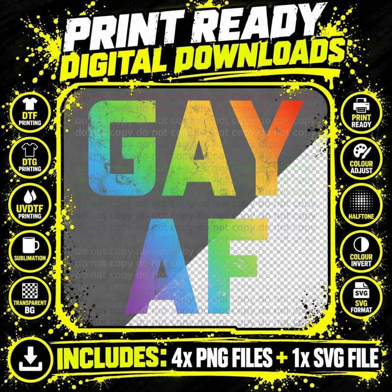 Gay Af Shirt Women Men Gift LGBT Pride Equality Lesbian Png SVG Digital Bundle