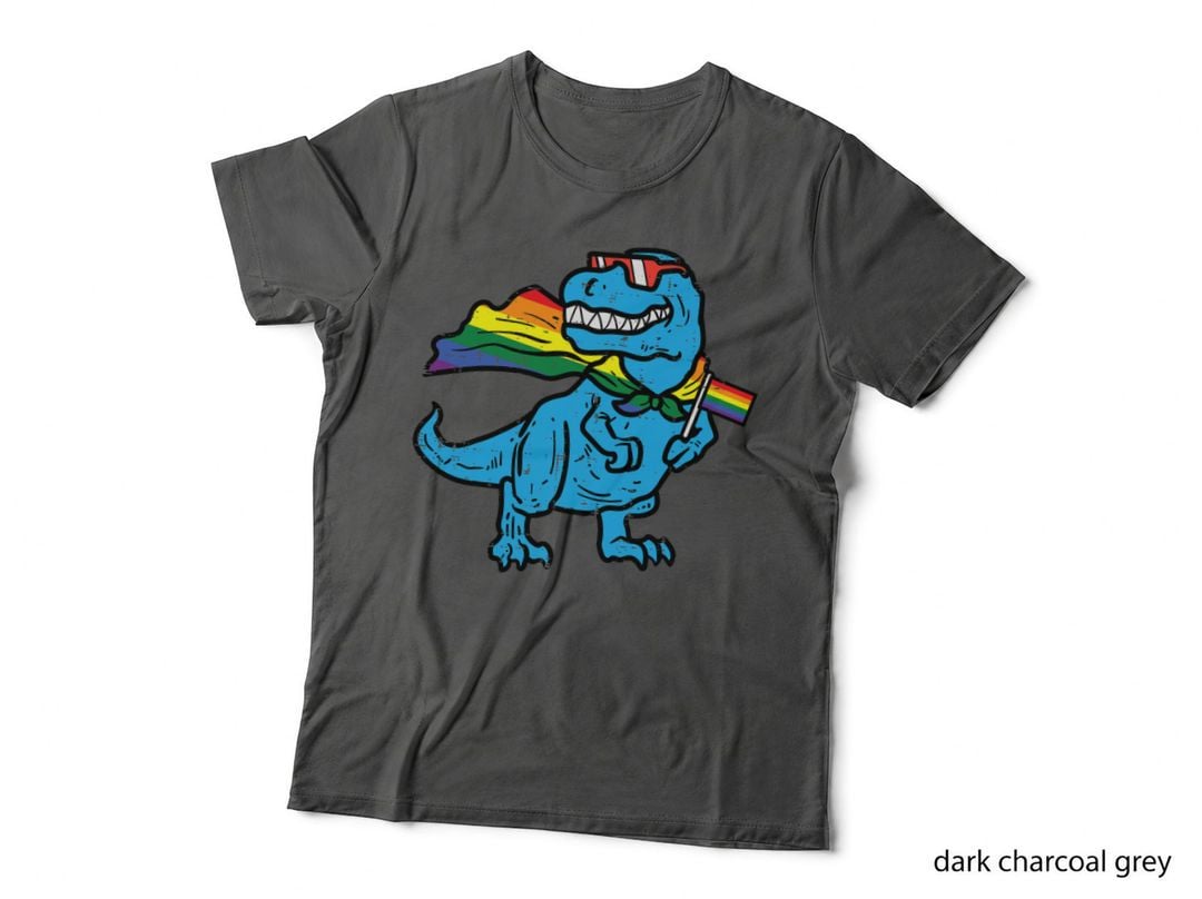 Gay Pride Dino Trex Rainbow Flag LGBT Ally Boys Kids Toddler T-Shirt