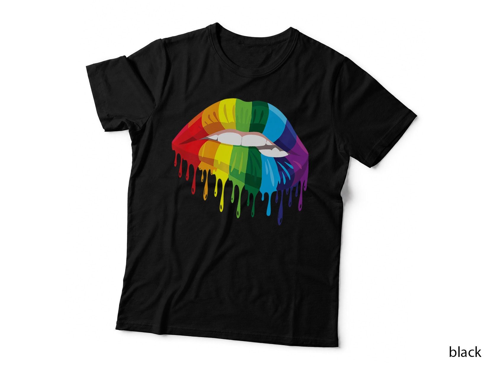 Gay Pride Equality of Rainbow Drip Lip Biting LGBT T-Shirt