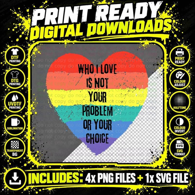 Gay Pride LGBT Rainbow Colors, LGBTQ+ Pride Png SVG Digital Bundle
