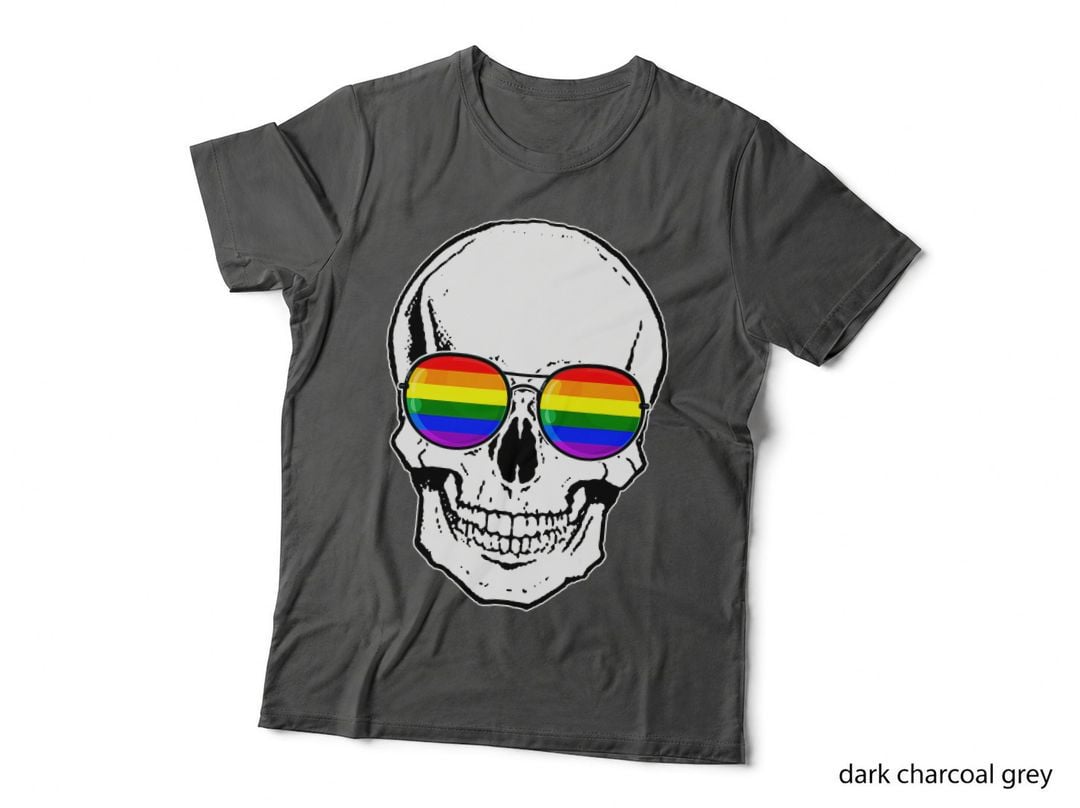 Gay Pride LGBT Skull with Rainbow Sunglasses, LGBTQ+ Pride, Unisex Pride T-Shirt