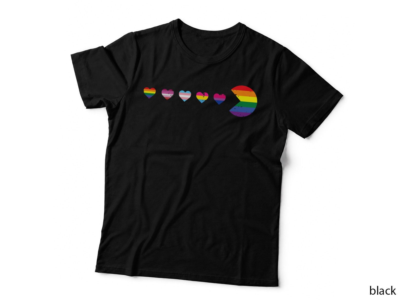 Gay Rainbow LGBT Hearts Flag Pride Month Ally Men Women Kids T-Shirt