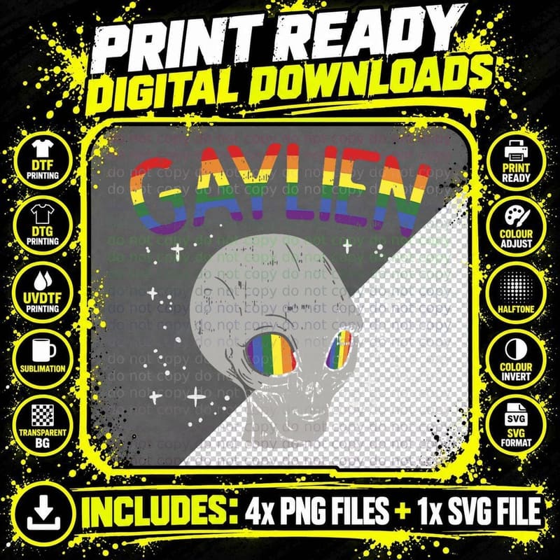 Gaylien Quote Space Pride Sexual Orientation Asexual Png SVG Digital Bundle