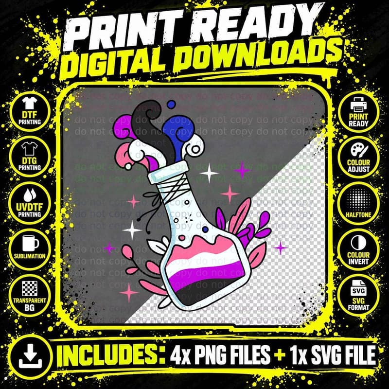 Genderfluid Potion Genderfluid Pride, Nonbinary Pride Png SVG Digital Bundle