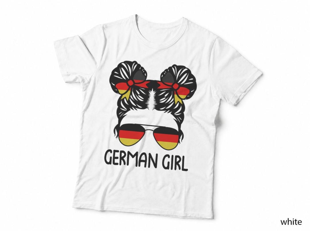 German Girl Messy Bun Germany Pride Patriotic Kids T-Shirt