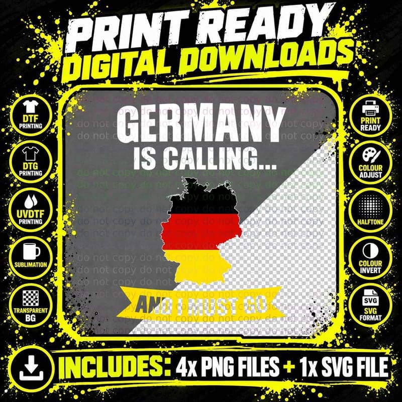 Germany Is Calling and I Must Go German Flag Gift Png SVG Digital Bundle