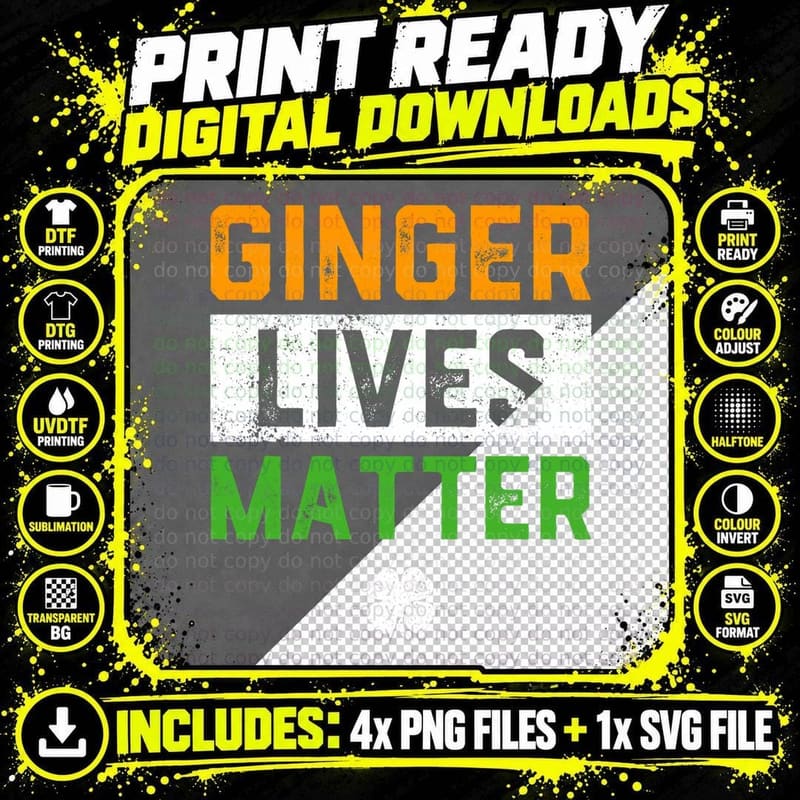 Ginger Lives Matter Funny St Patricks Day T-Shirt Irish Png SVG Digital Bundle