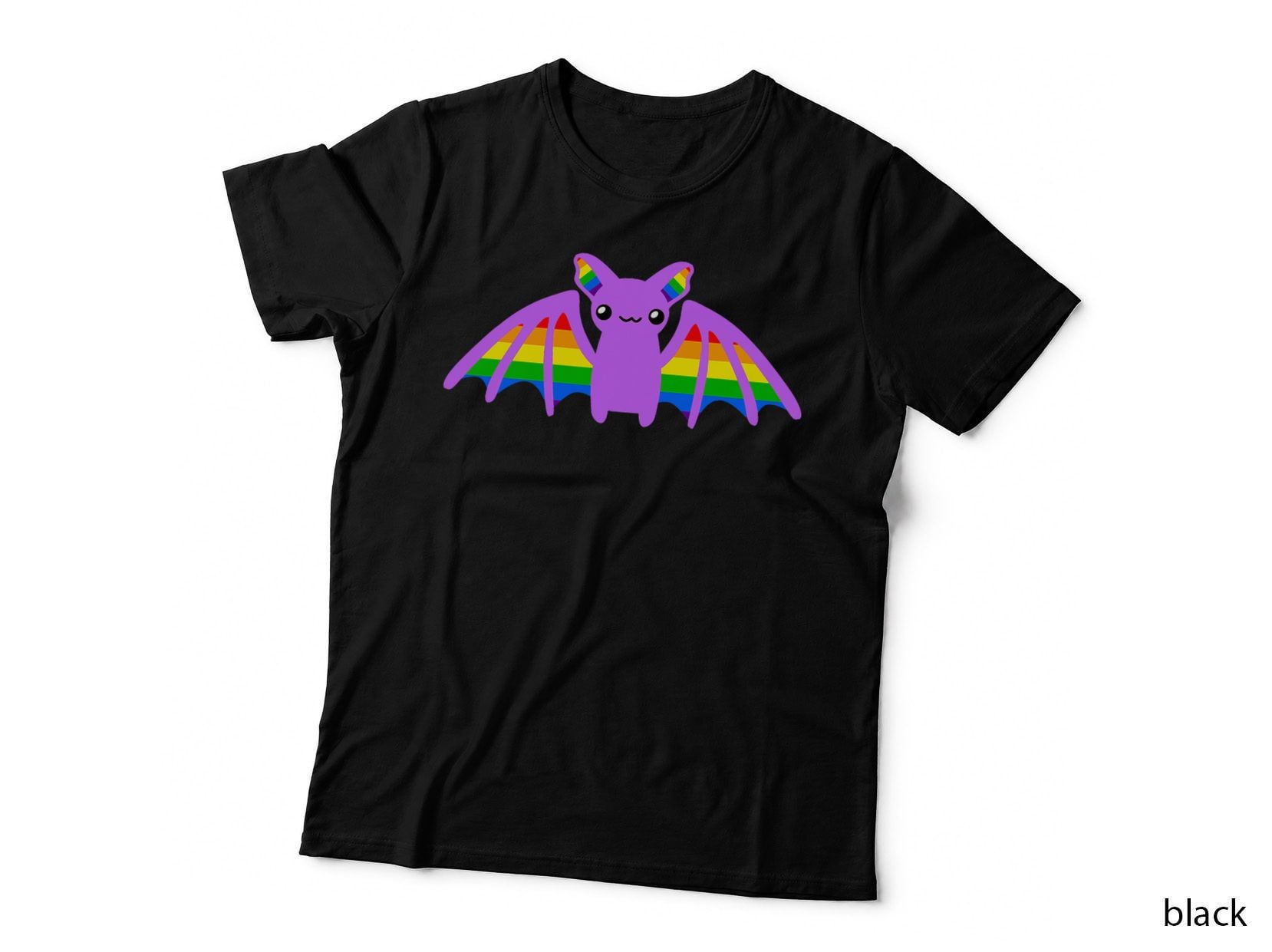Gothic Pride Bat Tshirt LGBTQ Rainbow Goth Gay Lesbian
