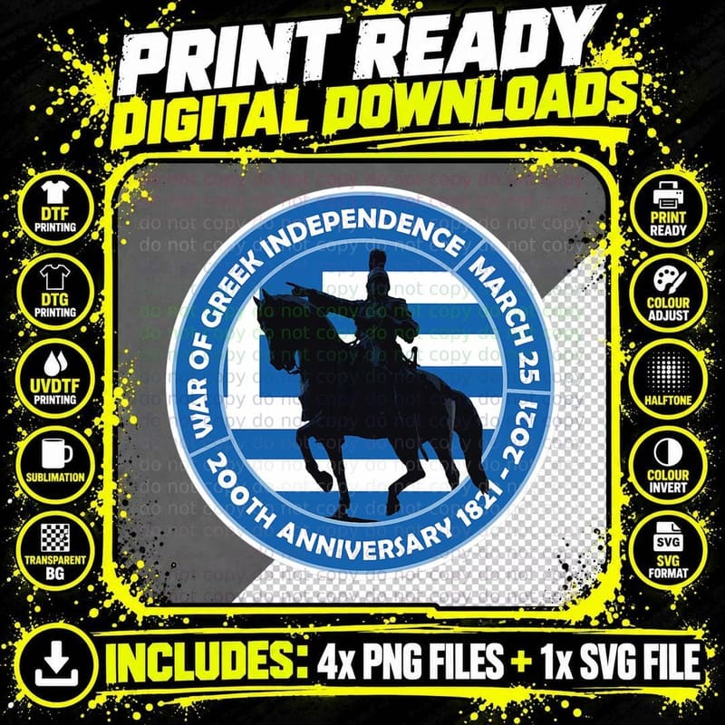 Greek Pride War of Independence 200th Anniversary Greece Png SVG Digital Bundle