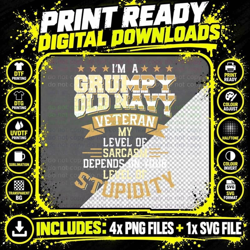 Grumpy Old Veteran Shirt Pride Navy Sarcasm Retired Gift Png SVG Digital Bundle
