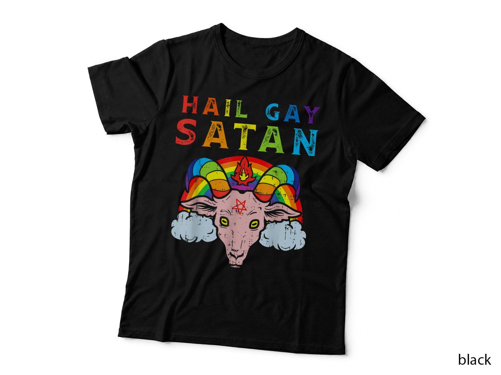 Hail Gay Satan Lgbt Goth Gay Pride Baphomet T-Shirt