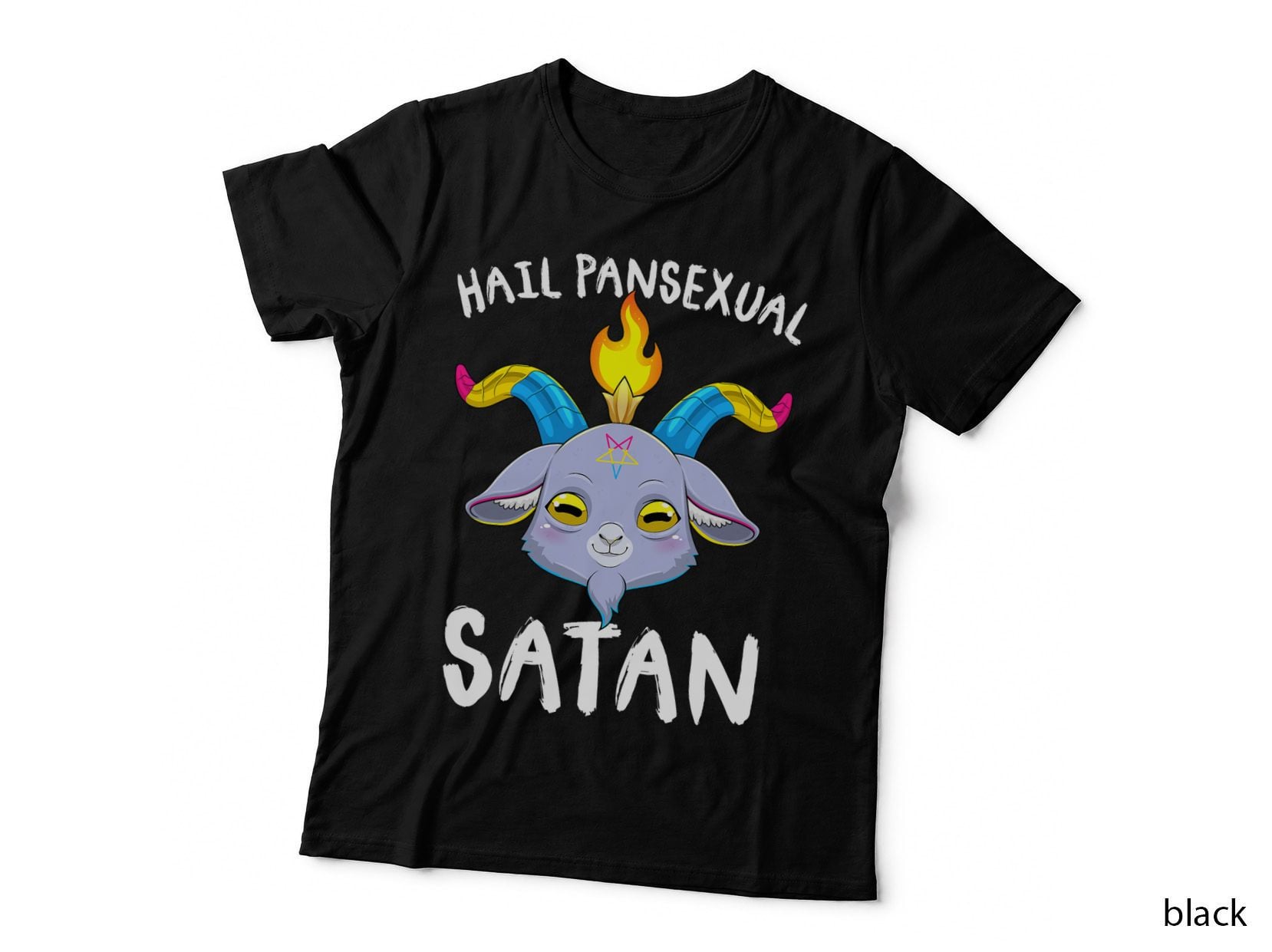 Hail Pansexual Satan Baphomet Goat Head LGBT Pan Pride Month T-Shirt