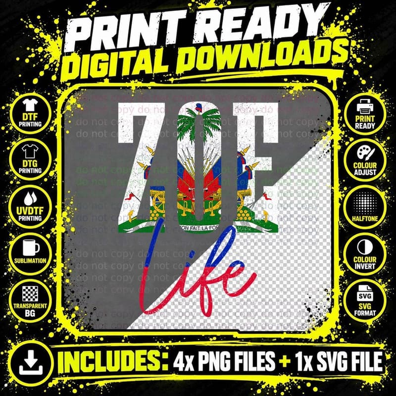 Haiti Flag Zoe Haitian Life Pride Vintage Haiti T-Shirt Png SVG Digital Bundle