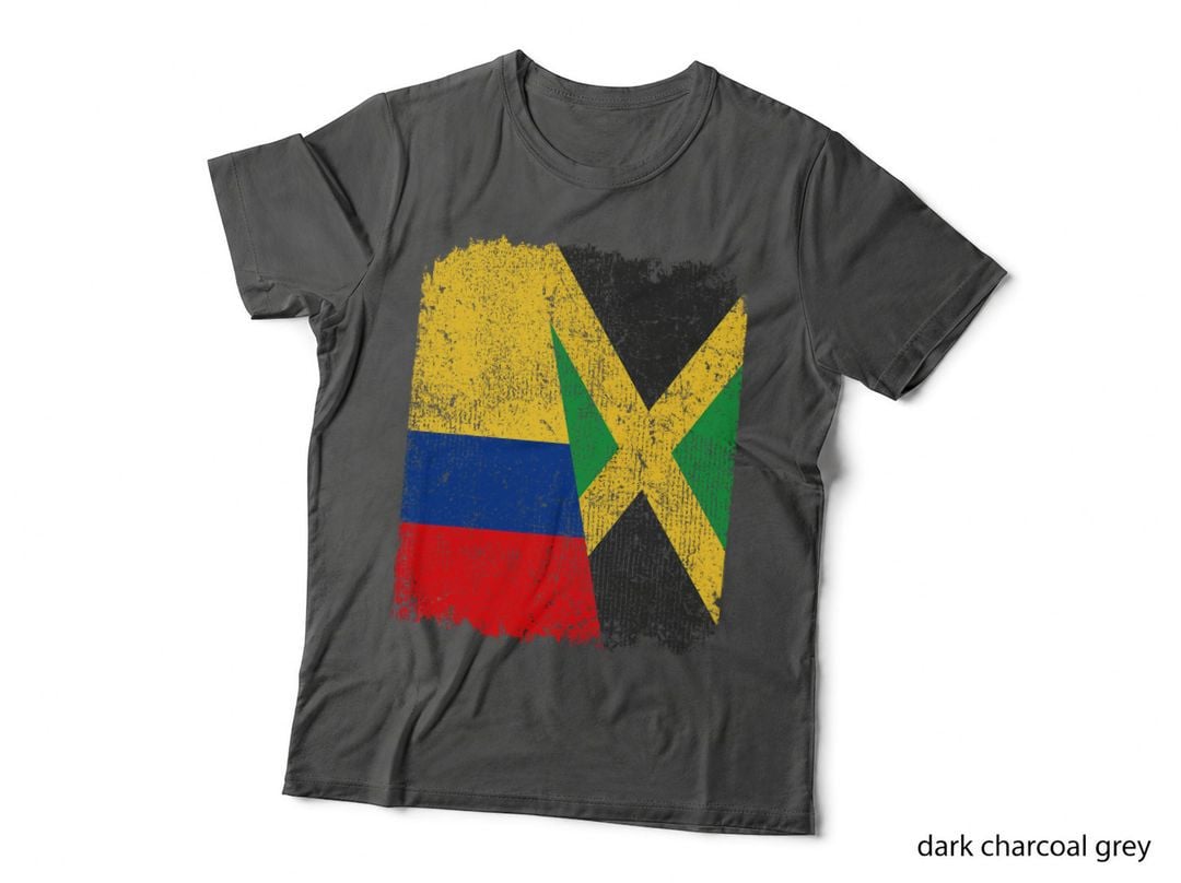 Half Colombian Half Jamaican Flag Heritage Pride Roots T-Shirt