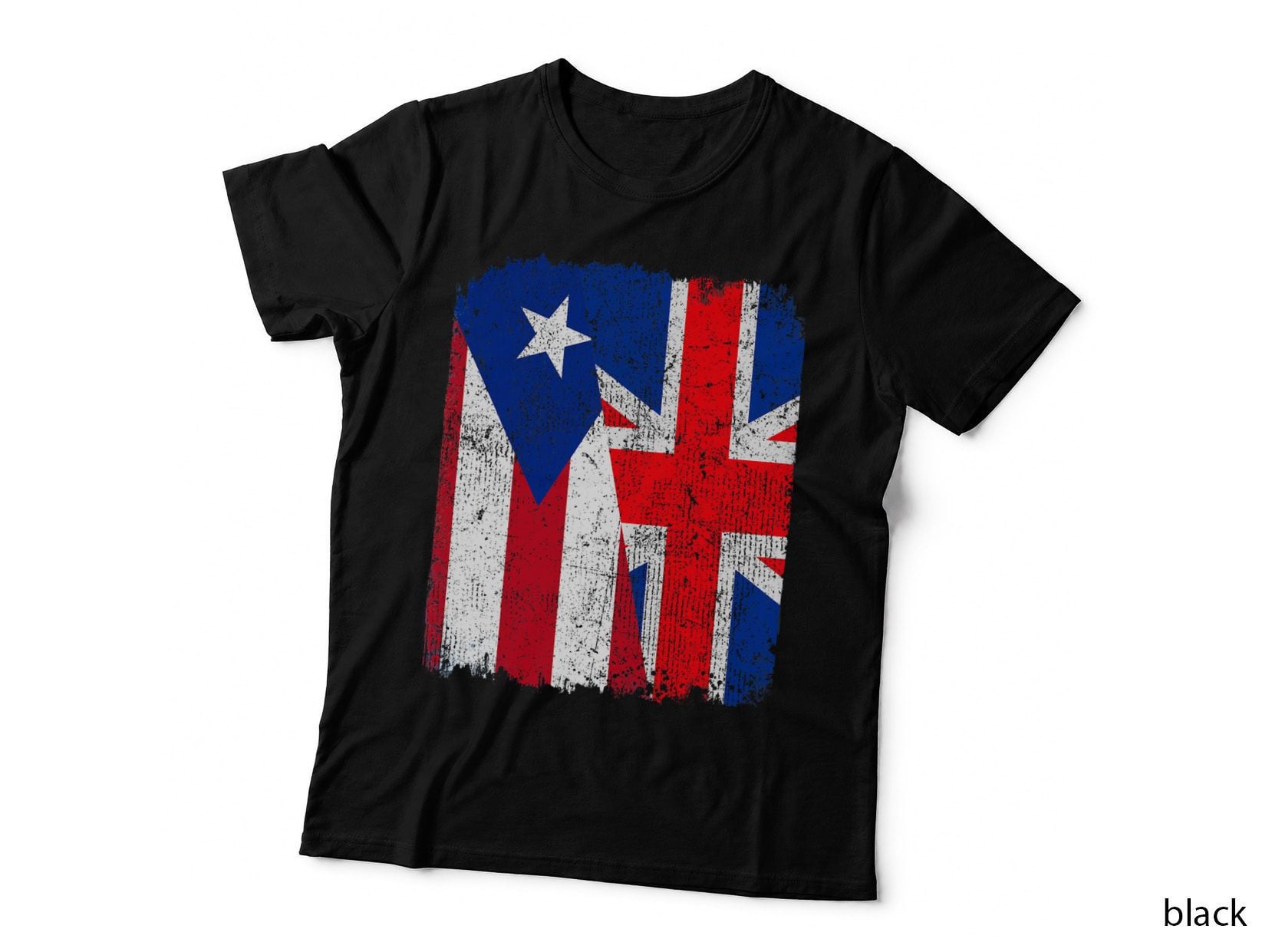 Half Puerto Rican Half British Flag Heritage Pride Roots T-Shirt