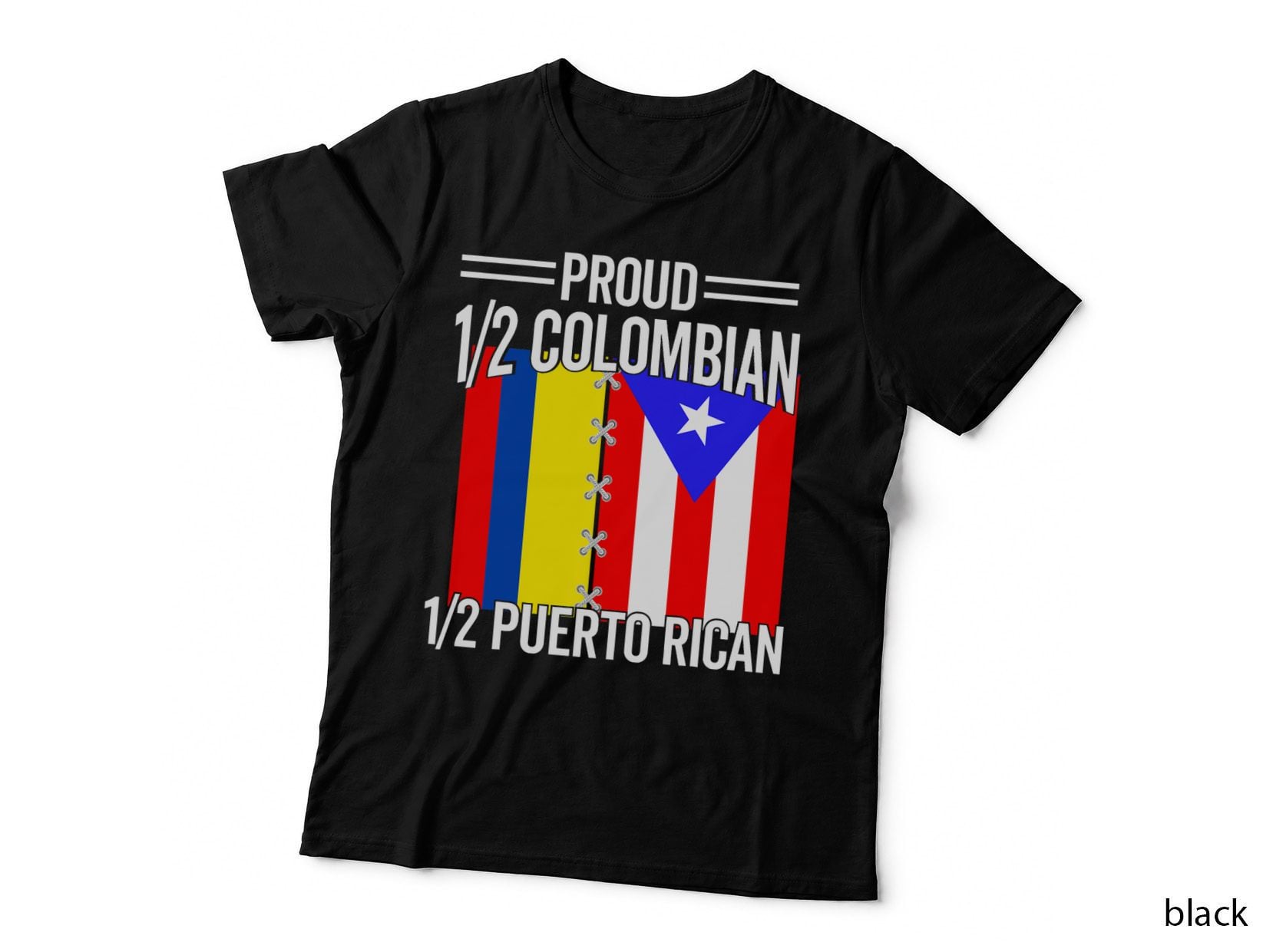Half Puerto Rican Half Colombian Flag Heritage Pride T-Shirt