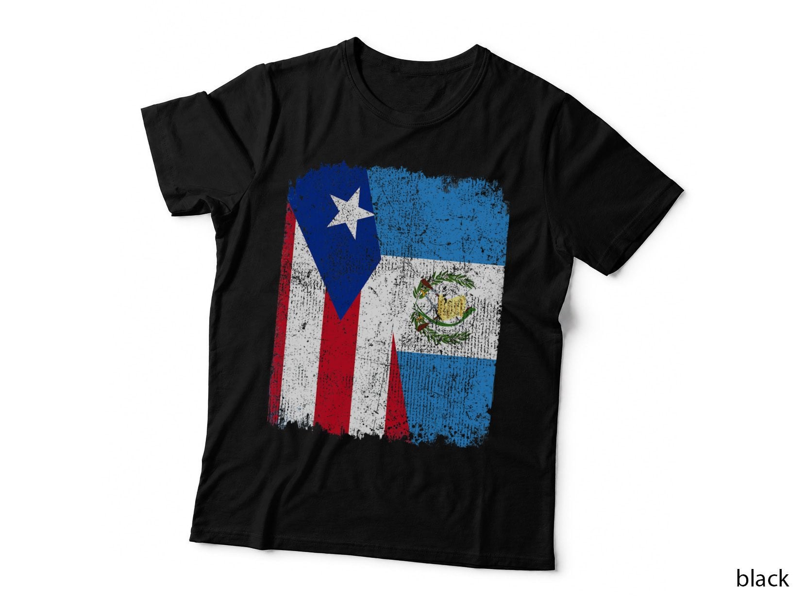 Half Puerto Rican Half Guatemalan Flag Heritage Pride Roots T-Shirt