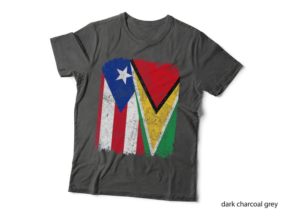 Half Puerto Rican Half Guyanese Flag Heritage Pride Roots T-Shirt
