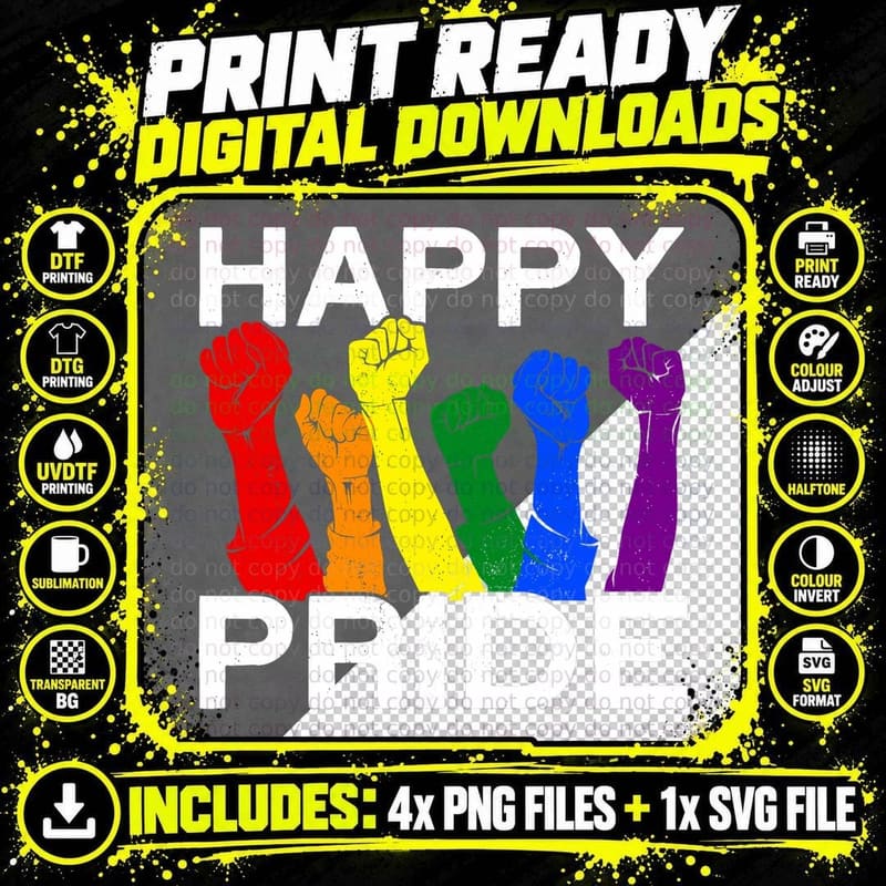 Happy Pride Funny LGBT Pride, LGBTQ+, Gay Pride Month Png SVG Digital Bundle
