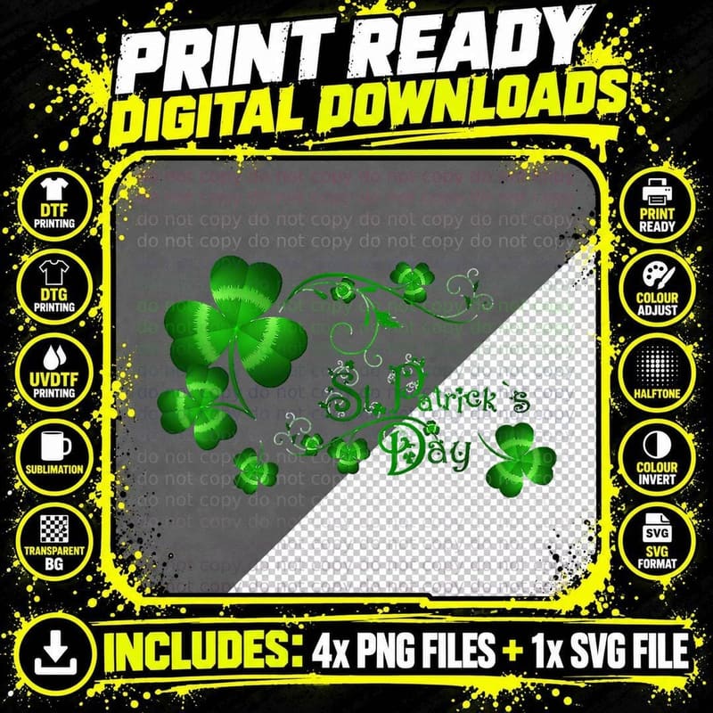Happy St Patricks Day and Shamrock Classic, Irish Pride Png SVG Digital Bundle