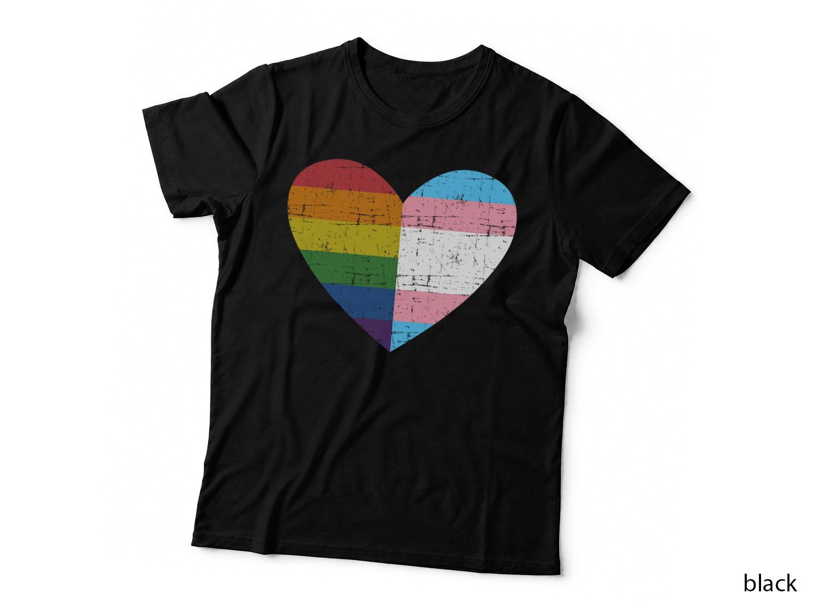Heart with Rainbow and Transgender Flag for Pride Month T-Shirt