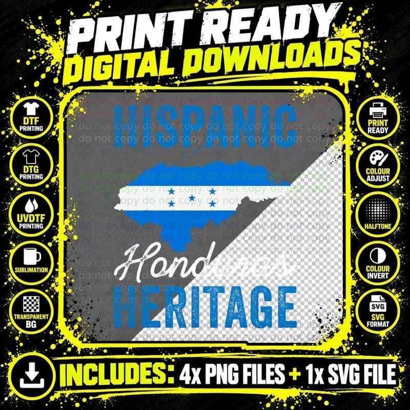 Honduras Flag Hispanic Heritage Month Png SVG Digital Bundle