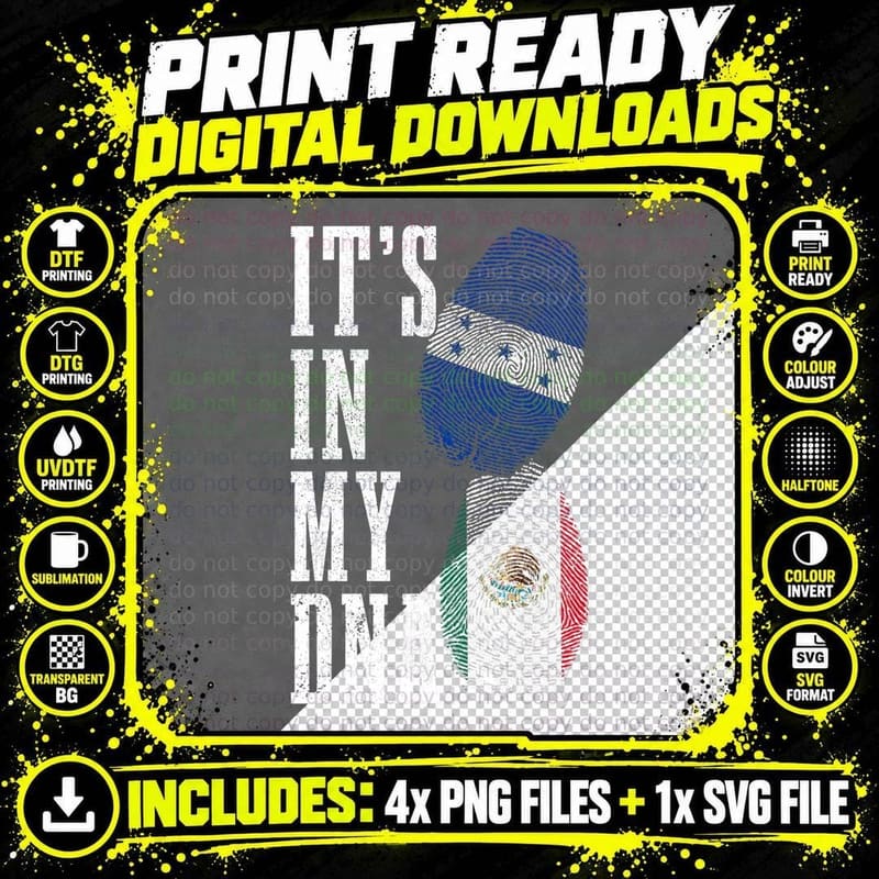 Honduras Mexico It's in My DNA Mexican Honduran Flag Png SVG Digital Bundle