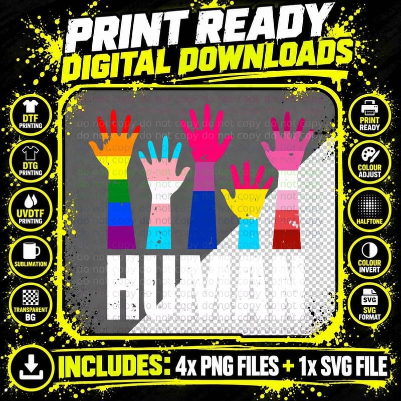 Human LGBT Flag, Human LGBT Pride Flag, LGBTQ+ Ally Png SVG Digital Bundle