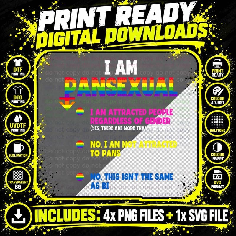 I Am Pansexual Definition LGBT LGBTQ Pride Month Png SVG Digital Bundle