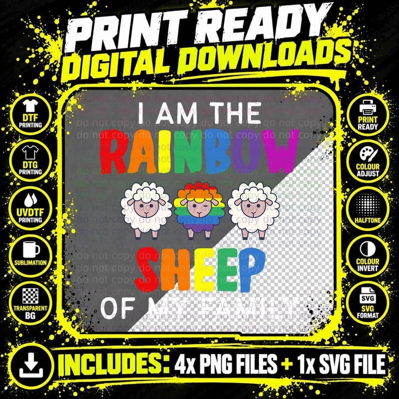 I Am the Rainbow Sheep of My Family - LGBT LGBTQ Gay Png SVG Digital Bundle