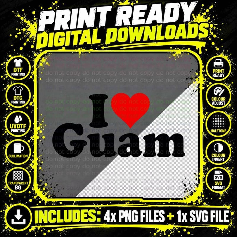 I LOVE HEART GUAM Guamanian PRIDE T-Shirt Png SVG Digital Bundle
