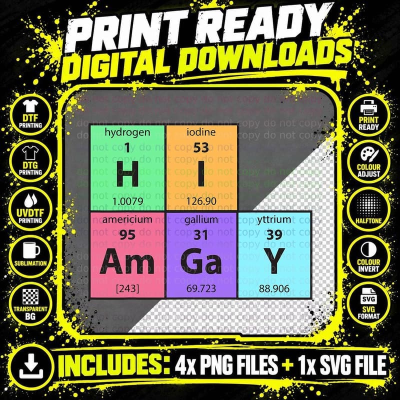 I'm Gay Periodic Chemicals Table Funny Meme LGBT Png SVG Digital Bundle